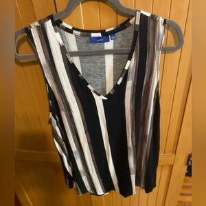 APT 9 Sleeveless top/Large /browns cream stripe/large